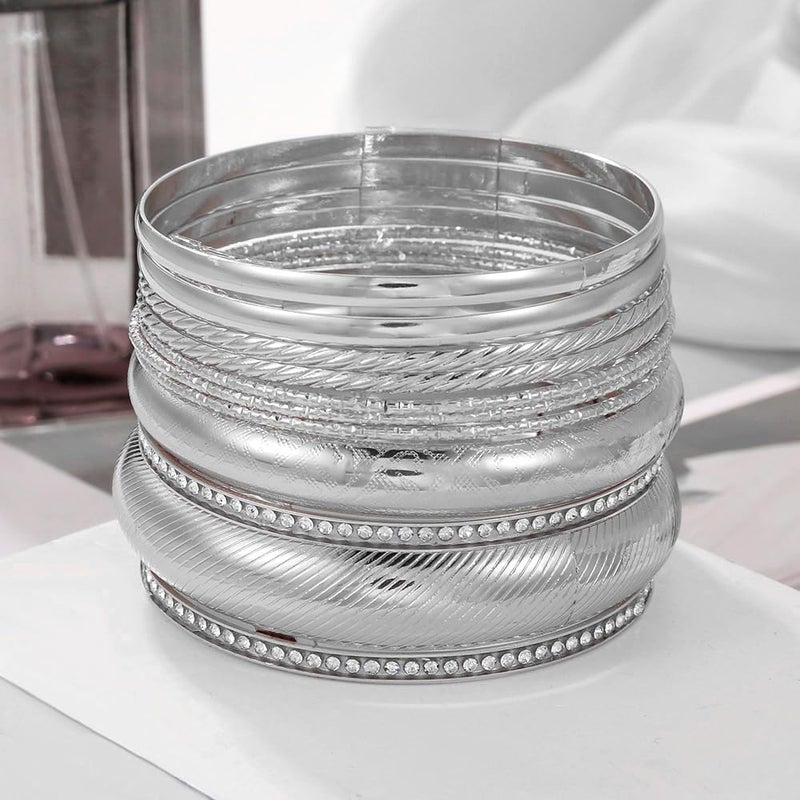 RINTOLER Store 16Pcs Gold Bangle Bracelets for Women - Multi Layer Stackable Textured Bracelets Boho Jewelrys Set. - Image 3